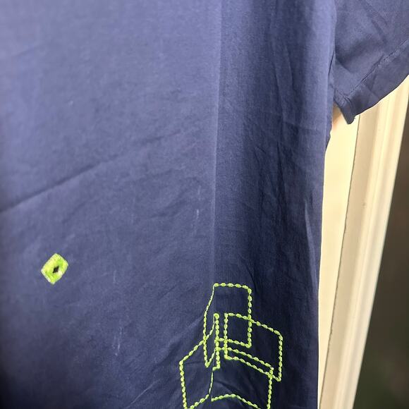 NEW Perte D'ego Men's Navy Blue Geometrical Mirror Embroidered Matching Set XXL - Picture 11 of 16